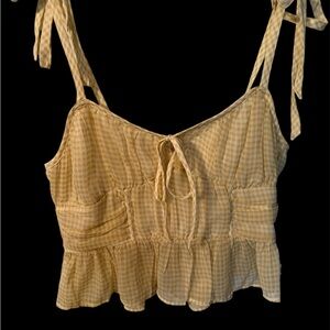 Francesca's Collections Yellow Checkered Crop Top